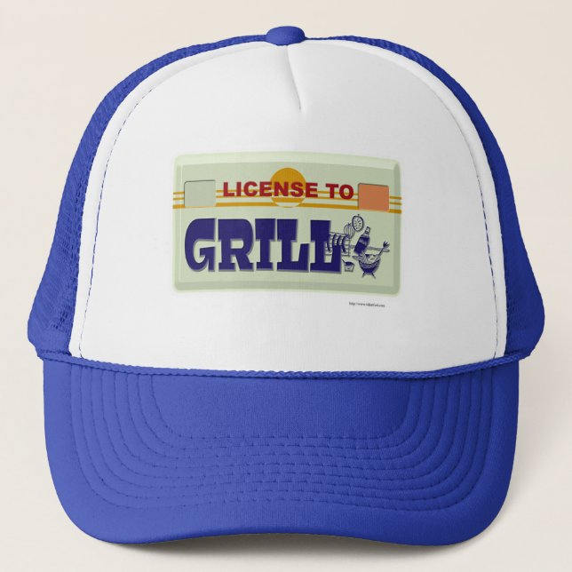 License to Grill Fun BBQ Style Slogan Design Trucker Hat (Front)