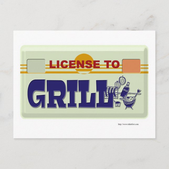 License to Grill Fun BBQ Style Slogan Postcard (Front)