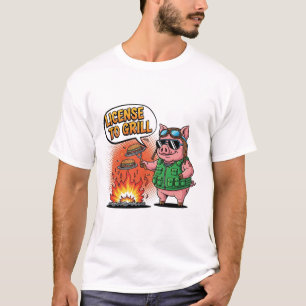 License to Grill Funny BBQ Pig T-Shirt
