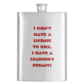 License to kill text hip flask