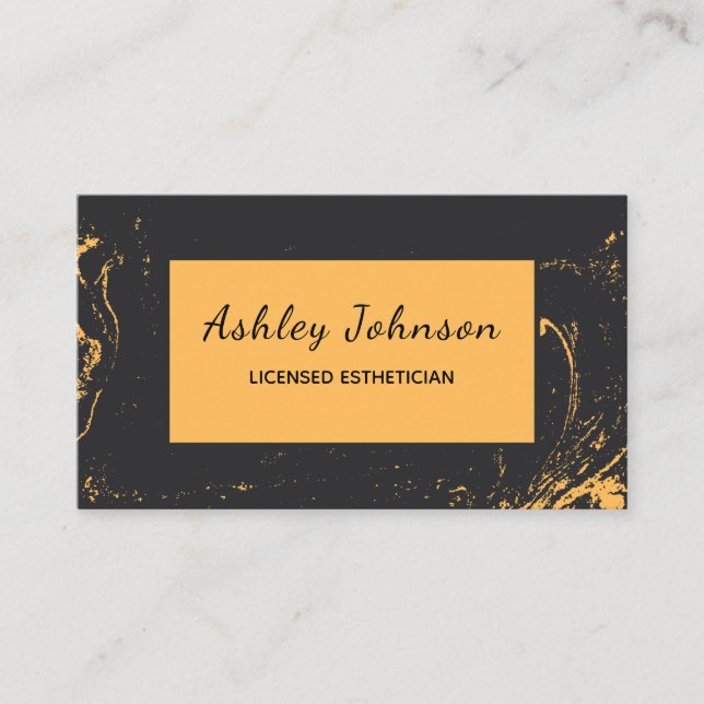 Licensed Aesthetician Cosmetologist Modern Marble  Business Card (Front)