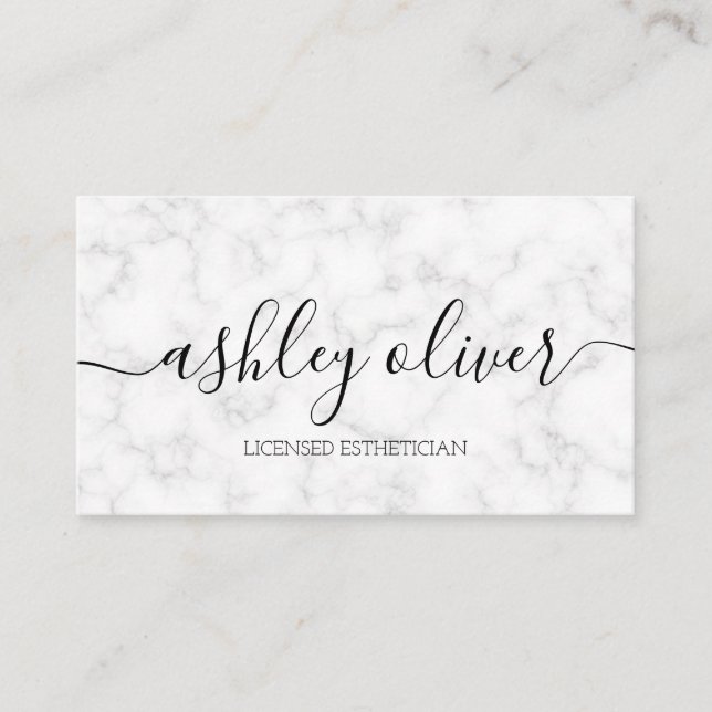Licensed Aesthetician Marble Business Card (Front)