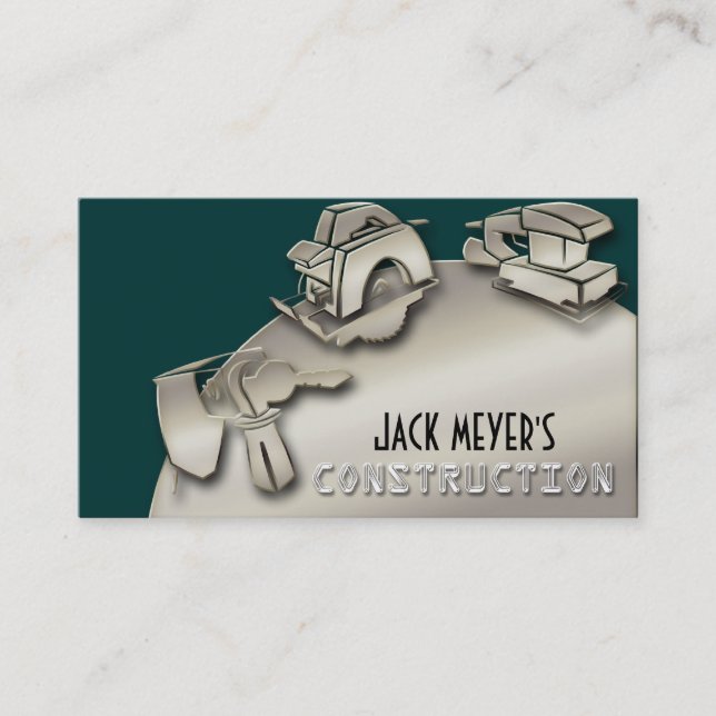 Licensed Contractor Construction Business Tools Business Card (Front)