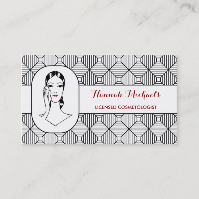 Licensed Cosmetologist Retro Mod Woman Appointment Card (Front)