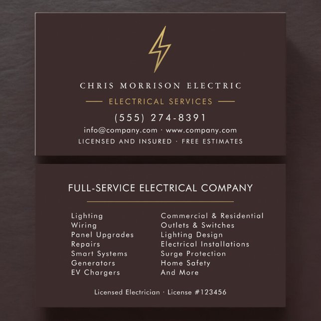 Licensed Electrician Modern Electric Company Business Card (Creator Uploaded)