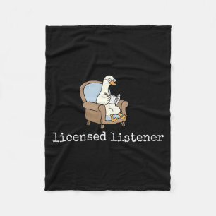 Licensed listener funny meme goose mental healthLi Fleece Blanket