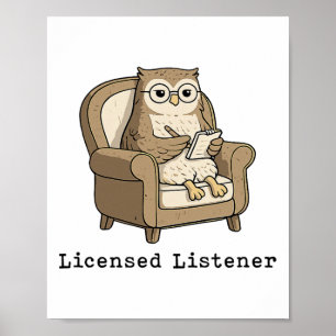 Licensed Listener Owl Therapist Mental Health Funn Poster