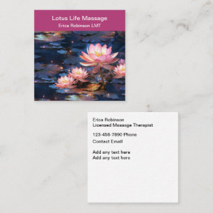 Licensed Massage Business Cards Lotus Flowers
