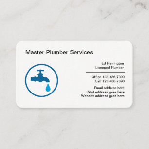Licensed Modern Plumber Business Cards