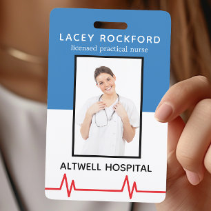 Licensed Practical Nurse LPN Blue Medical Photo ID Badge