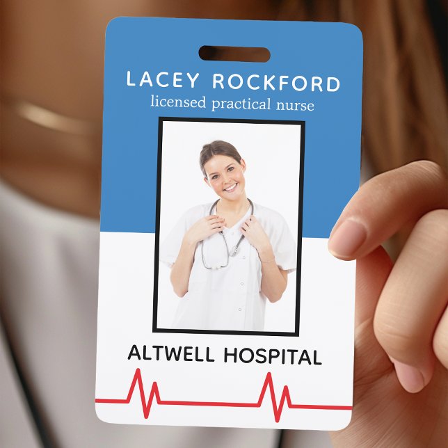 Licensed Practical Nurse LPN Blue Medical Photo ID Badge (Creator Uploaded)