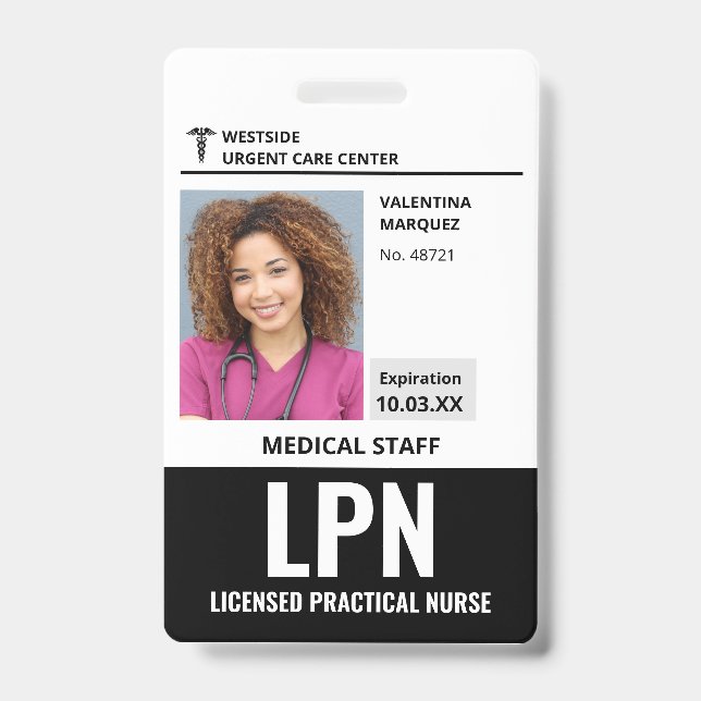 Licensed Practical Nurse LPN ID Photo Badge (Front)