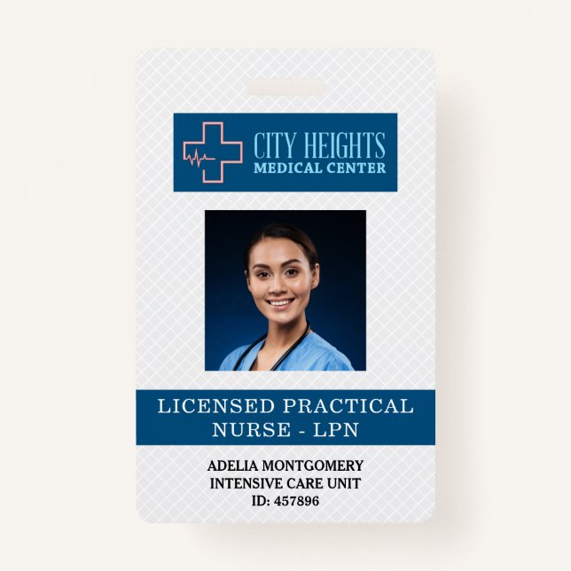 Licensed Practical Nurse LPN Name Photo ID Logo ID Badge (Front)