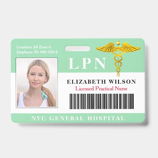 Licensed Practical Nurse | Medical Photo ID Badge (Front)