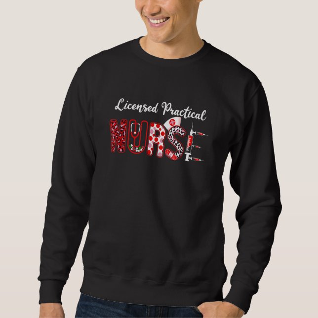 Licensed Practical Nurse Stethoscope Leopard LPN N Sweatshirt (Front)