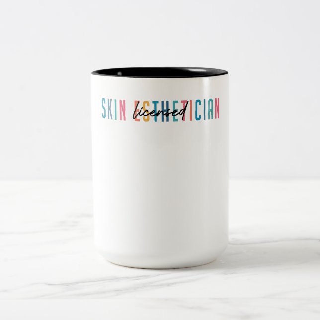 Licensed Skin Esthetician Retro Skin Est Two-Tone Coffee Mug (Center)