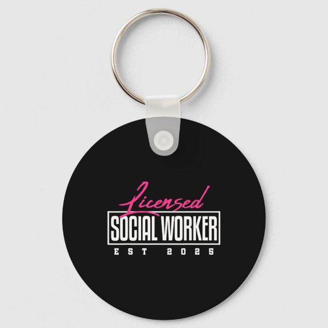Licensed Social Worker Graduation Lcsw Msw Masters Key Ring (Front)