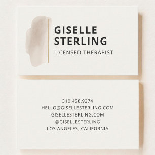 Licensed Therapist Neutral Beige Watercolor Business Card