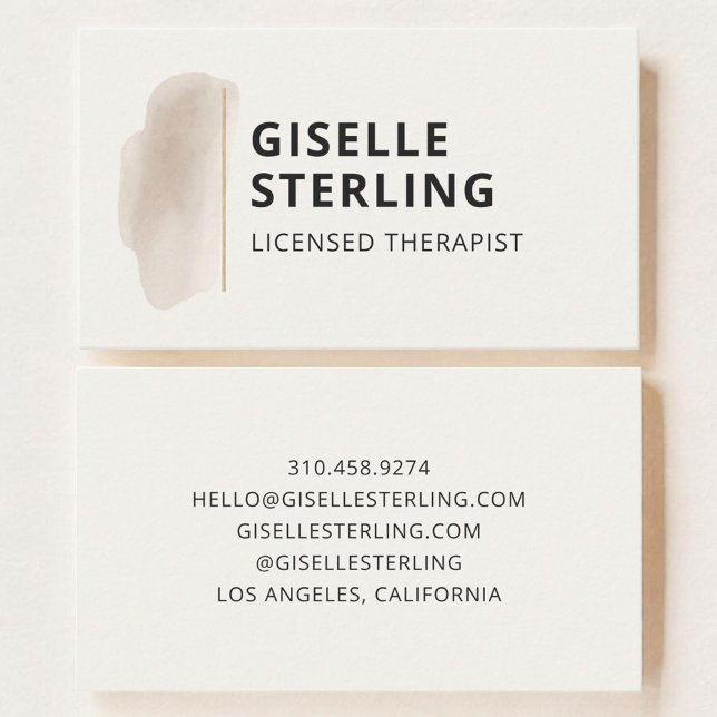 Licensed Therapist Neutral Beige Watercolor Business Card (Creator Uploaded)