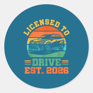 Licensed To Drive New Driver 2026 Boys Male Licens Classic Round Sticker