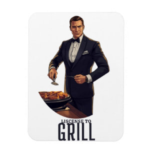 Licensed to Grill James Bond Parody Illustration Magnet