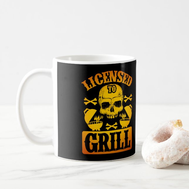 Licensed To Grill  Smoker Grill Barbecue Meat Coffee Mug (With Donut)