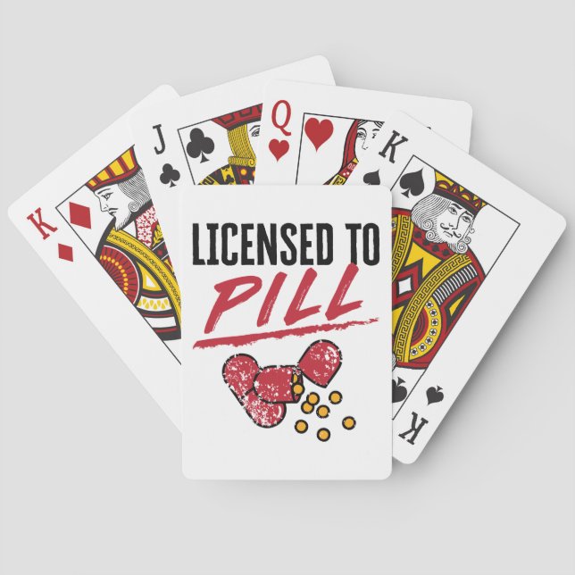 Licensed to Pill Pharmacist Graduation Grad Playing Cards (Back)