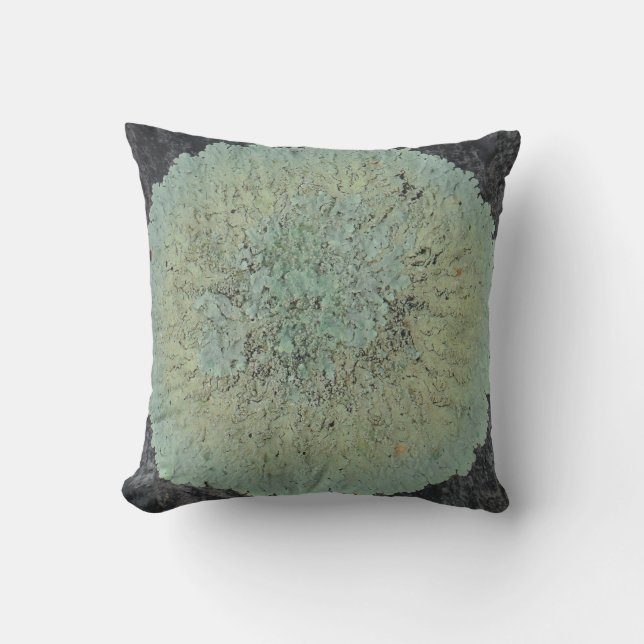 lichen circle almost solid teal green blue grey cushion (Front)