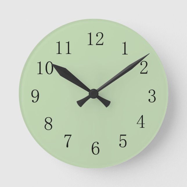 Lichen Moss Green Round (Medium) Wall Clock (Front)