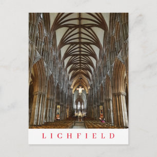Lichfield Cathedral inside view postcard