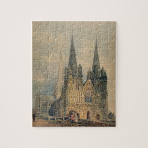 Lichfield Cathedral, Staffordshire, 1794 (w/c over Jigsaw Puzzle