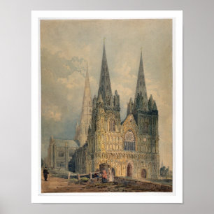 Lichfield Cathedral, Staffordshire, 1794 (w/c over Poster