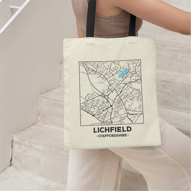 Lichfield, Staffordshire City Map Tote Bag (Creator Uploaded)