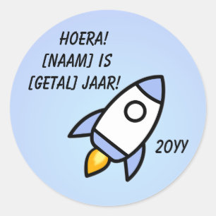 Lichtblauw Astronaut Raket Verjaardag Sticker
