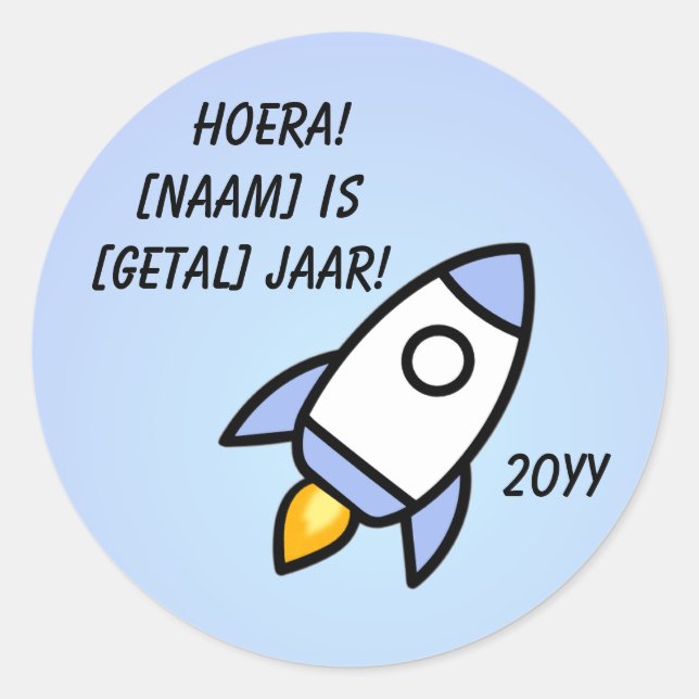 Lichtblauw Astronaut Raket Verjaardag Sticker (Front)