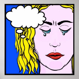 Lichtenstein Style comic lady crying Poster