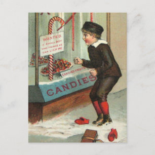 Lick Me Candy Cane Humour Vintage Christmas Joke Holiday Postcard
