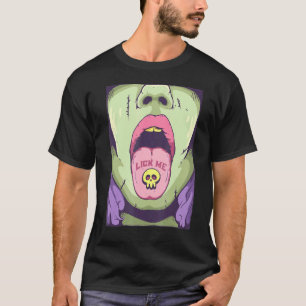 Lick Me Goth Tongue With Skull Pill Emo Punk Gothi T-Shirt
