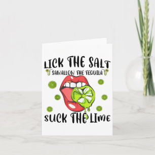 Lick Salt Swallow Tequila Cinco Mayo Drinking Mexi Card