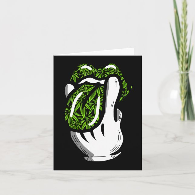 Lick Smoke Weed Leaf Pattern Pot Gift  Card (Front)