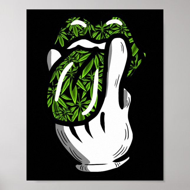 Lick Smoke Weed Leaf Pattern Pot Gift  Poster (Front)
