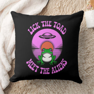 Lick the Toad Meet the Alien – Funny UFO Frog  Cushion