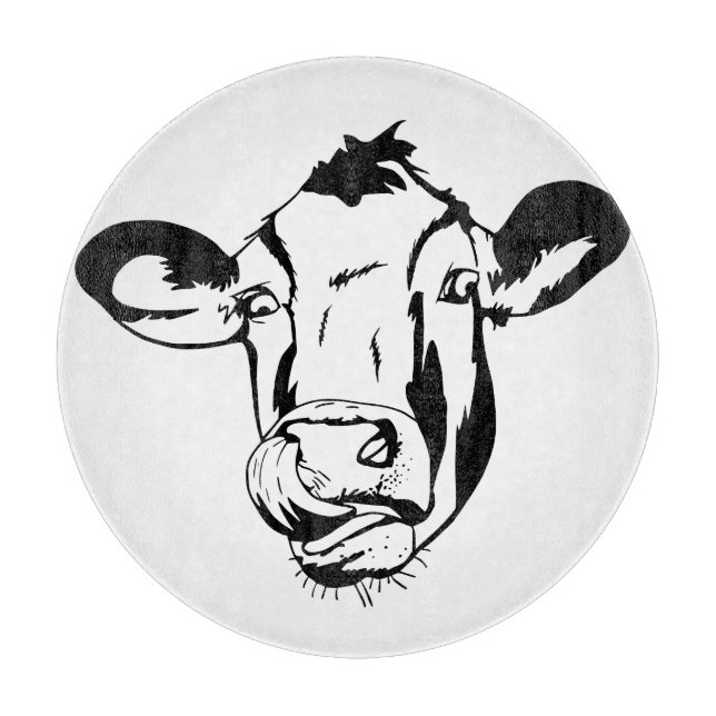 Licking Cow Silhouette Cutting Board (Front)