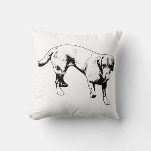 Licking Labrador Ink Art Throw Pillow