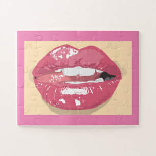 LICKING LIPS MOUTH KISS JIGSAW PUZZLE EASY