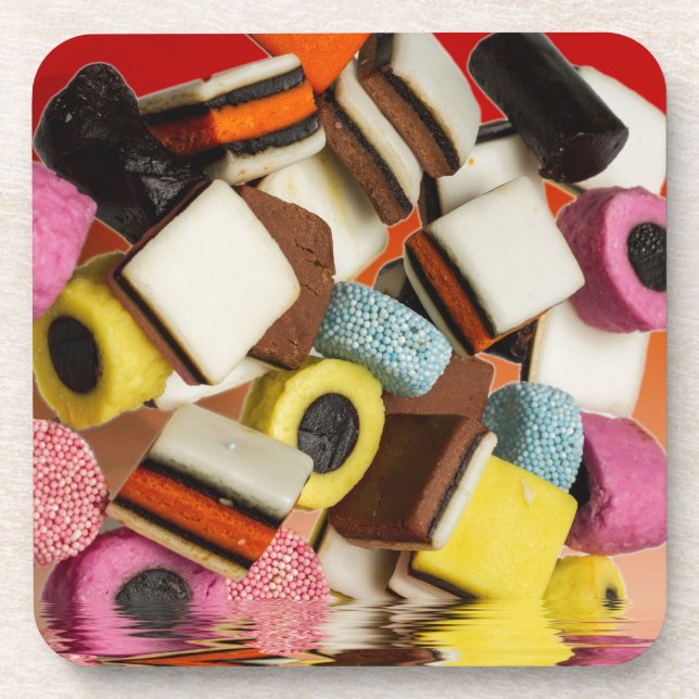 Licorice All Sorts sweets Coaster (Front)