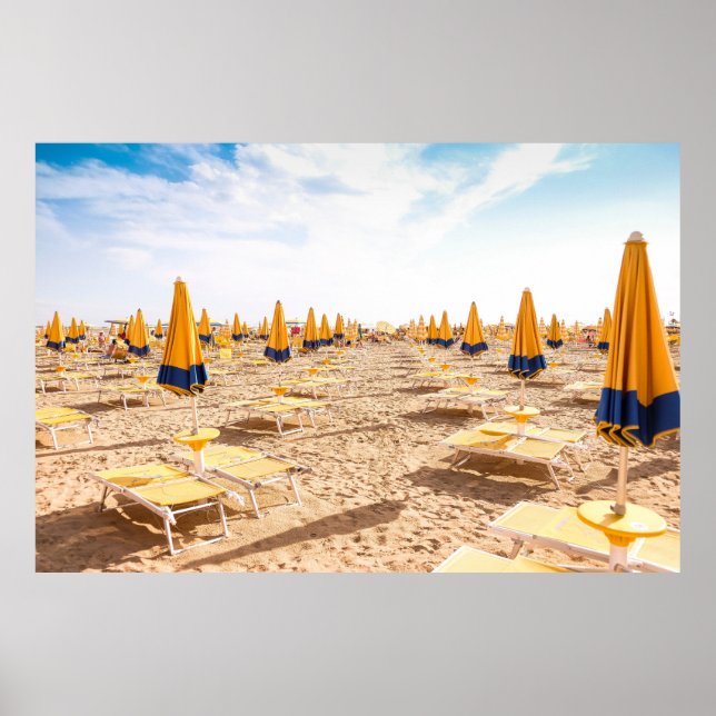 LIDO DI JESOLO, ITALY - SUNLOUNGERS ON BEACH POSTER (Front)