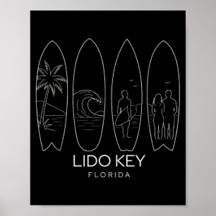 Lido Key Beach Florida Surfboarder Surfing Poster