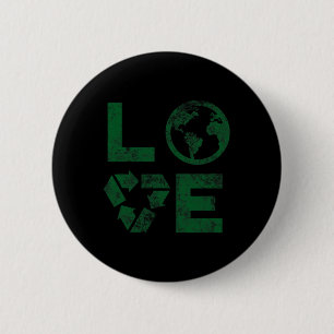 Liebe Earth Day 90s Vintage Recycled Children Or T 6 Cm Round Badge
