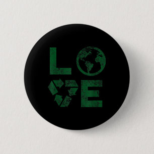 Liebe Earth Day 90s Vintage Recycled Children Or T 6 Cm Round Badge
